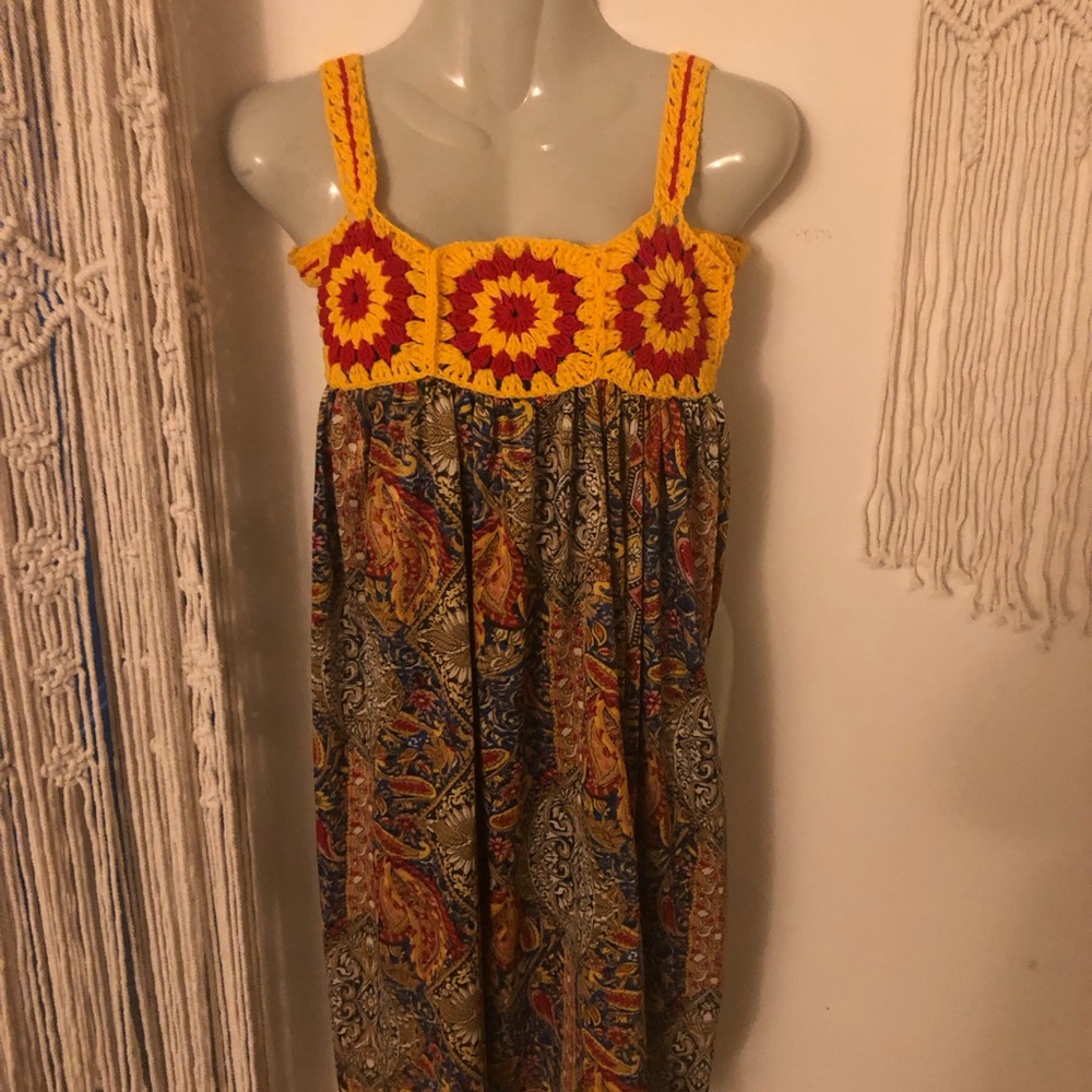 Colorful Crochet Boho Dress